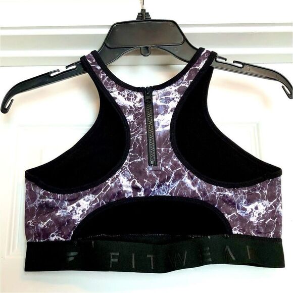 FITWEAR FASHION - NWT L Sz 12 “Grace” Crop Top w/Zippered Back/Marble/Black Trim - Picture 7 of 16